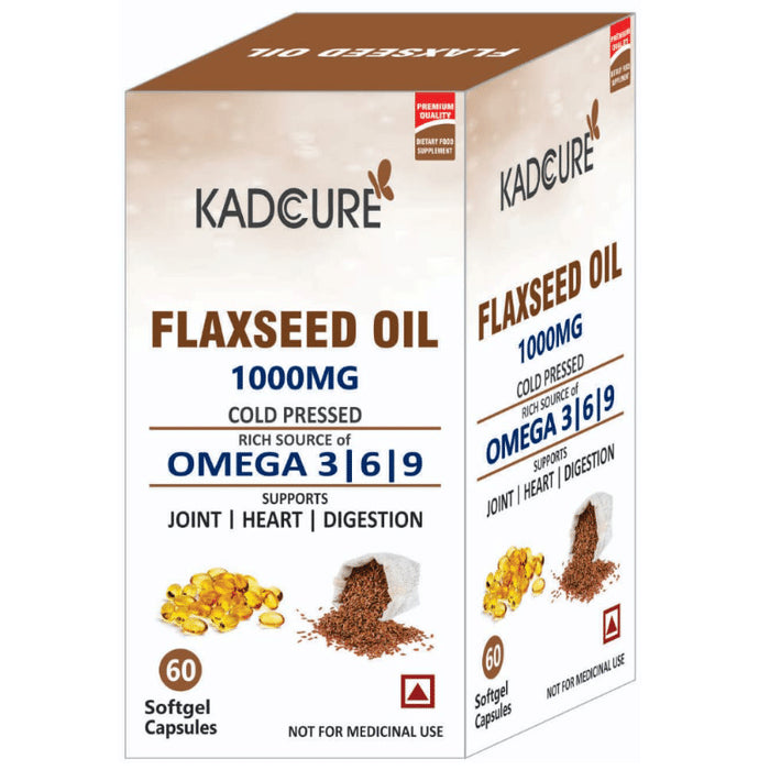 Kadcure Flaxseed Oil 1000mg Cold Pressed Soft Gel Capsule - Classic Derma