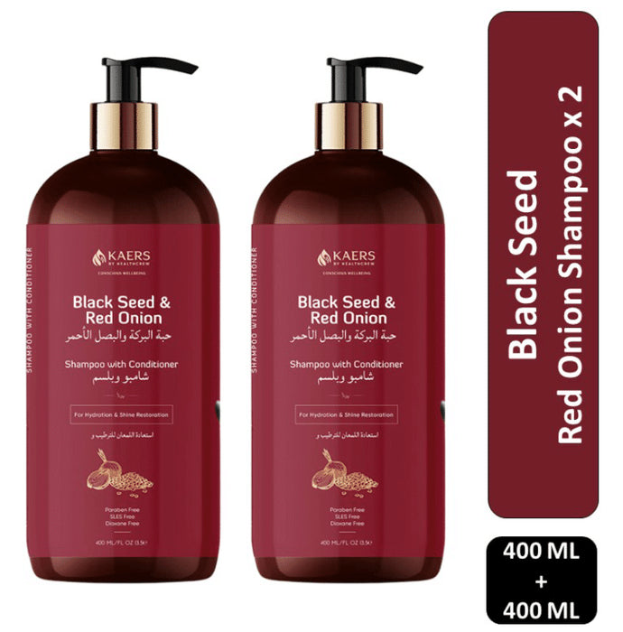 Kaers By Healthcrew Black Seed & Red Onion Shampoo with Conditioner (400ml Each)