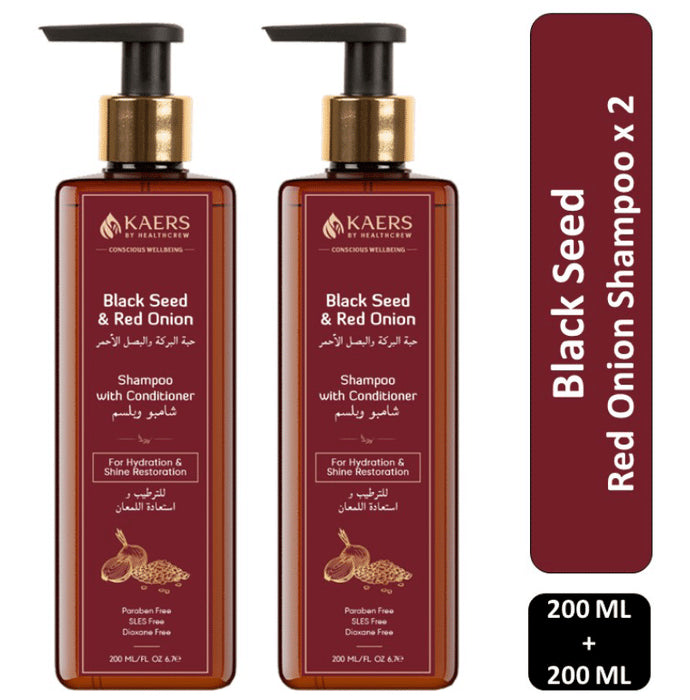 Kaers By Healthcrew Black Seed & Red Onion Shampoo with Conditioner(200ml Each)