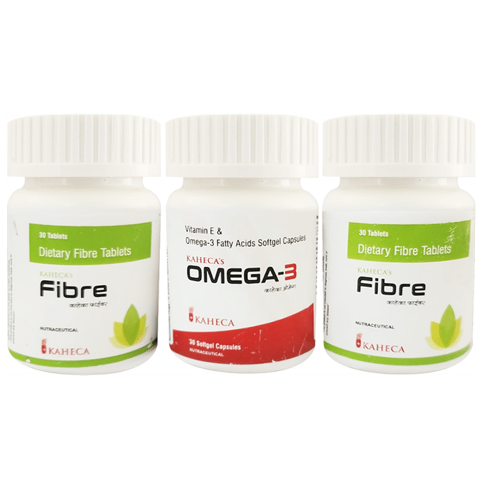 Kaheca Combo Pack of Fibre Tablet (30+30)& Omega 3 Softgel Capsule 30 - Classic Derma