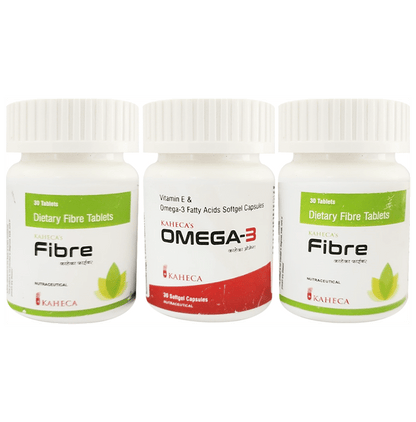 Kaheca Combo Pack of Fibre Tablet (30+30)& Omega 3 Softgel Capsule 30 - Classic Derma