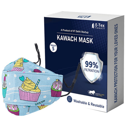 Kawach Premium Cotton Printed Designer Fashion Mask XS - Classic Derma