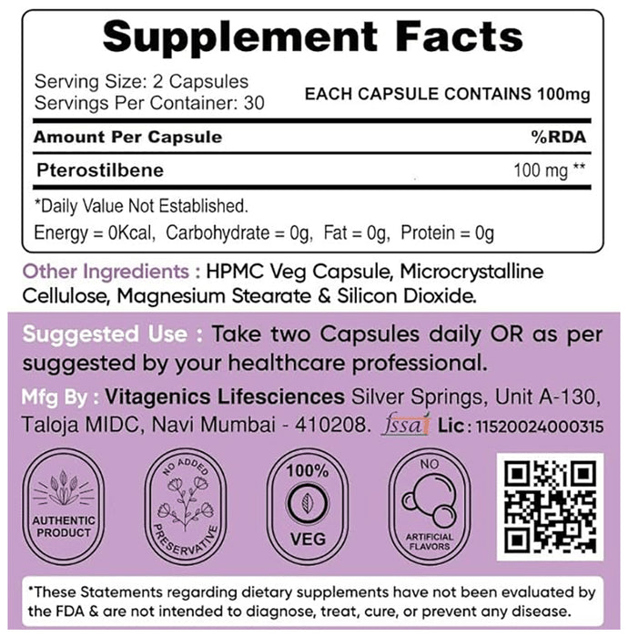 StemRx Pterostilbene Capsule for Anti Aging, Brain & Cholesterol