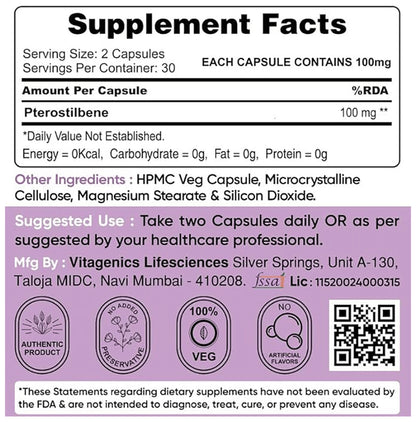 StemRx Pterostilbene Capsule for Anti Aging, Brain & Cholesterol