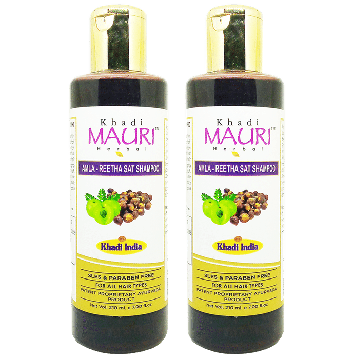 Khadi Mauri Herbal Amla & Reetha Shampoo (210ml Each) - Classic Derma