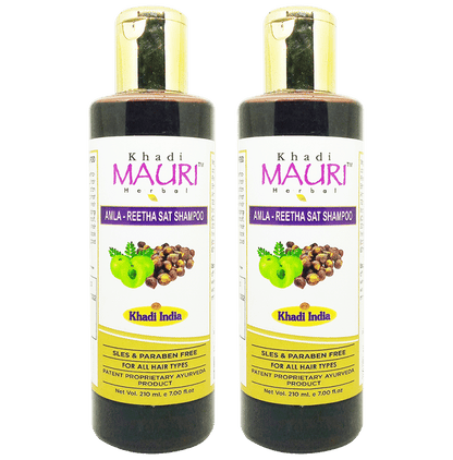 Khadi Mauri Herbal Amla & Reetha Shampoo (210ml Each) - Classic Derma