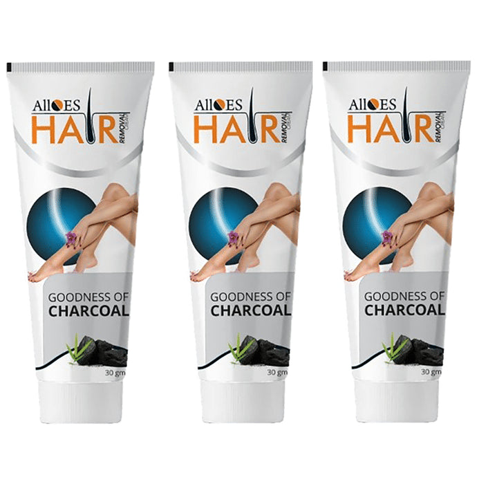 Alloes Hair Removal Cream with Goodness of Charcoal (30gm Each) - Classic Derma