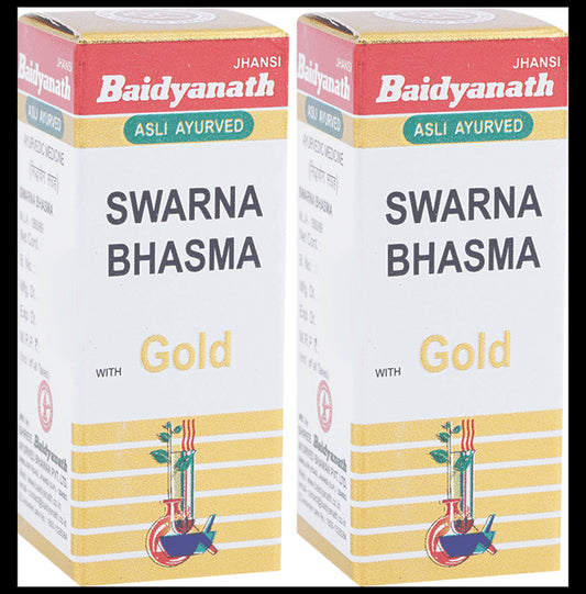 Baidyanath (Jhansi) Swarna Bhasma with Gold (1gm Each) - Classic Derma