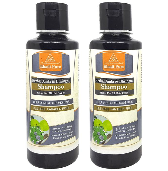 Khadi Pure Amla & Bhringraj Shampoo (210ml Each) SLS & Paraben Free - Classic Derma