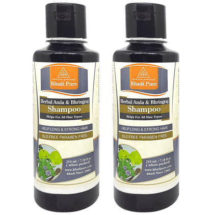Khadi Pure Amla & Bhringraj Shampoo (210ml Each) SLS & Paraben Free - Classic Derma
