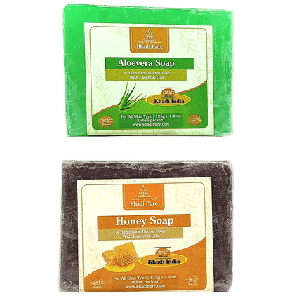 Khadi Pure Combo Pack of Aloevera Soap & Honey Soap (125gm Each) - Classic Derma