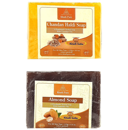 Khadi Pure Combo Pack of Chandan Haldi Soap & Almond Soap (125gm Each) - Classic Derma