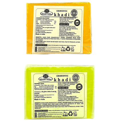Khadi Pure Combo Pack of Chandan Haldi Soap & Teatree Soap (125gm Each)