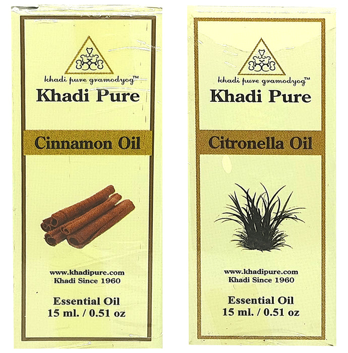 Khadi Pure Combo Pack of Cinnamon Oil & Citronella Oil (15ml Each) - Classic Derma