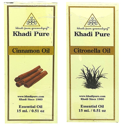 Khadi Pure Combo Pack of Cinnamon Oil & Citronella Oil (15ml Each) - Classic Derma