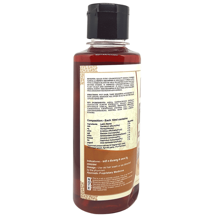 Khadi Pure Combo Pack of Herbal Shikakai Shampoo & Herbal Woody Sandal & Honey Shampoo (210ml Each)