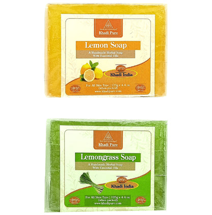 Khadi Pure Combo Pack of Lemon Soap & Lemongrass Soap (125gm Each) - Classic Derma