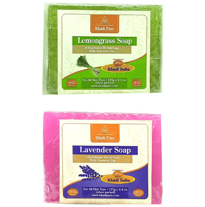 Khadi Pure Combo Pack of Lemongrass Soap & Lavender Soap (125gm Each) - Classic Derma