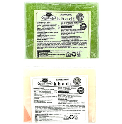 Khadi Pure Combo Pack of Lemongrass Soap & Mix Fruit Soap (125gm Each)