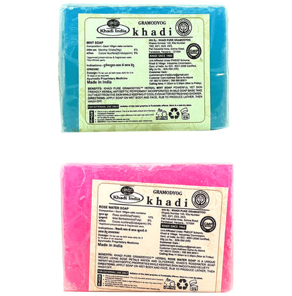 Khadi Pure Combo Pack of Mint Soap & Rose Water Soap (125gm Each)
