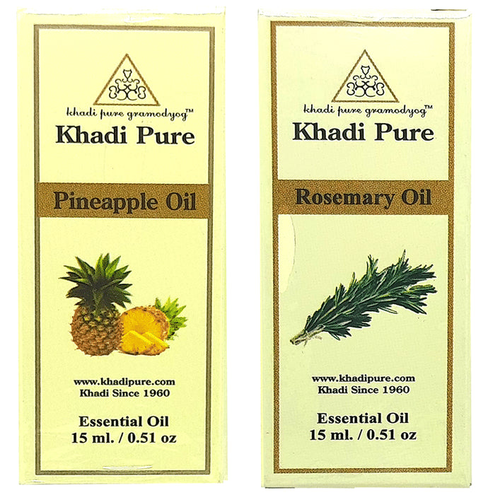Khadi Pure Combo Pack of Pineapple Oil & Rosemary Oil (15ml Each) - Classic Derma