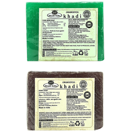Khadi Pure Combo Pack of Pure Neem Soap & Honey Soap (125gm Each)