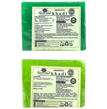 Khadi Pure Combo Pack of Pure Neem Soap & Khus Soap (125gm Each)