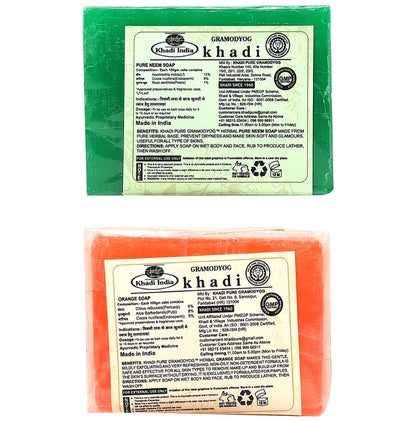 Khadi Pure Combo Pack of Pure Neem Soap & Orange Soap (125gm Each)