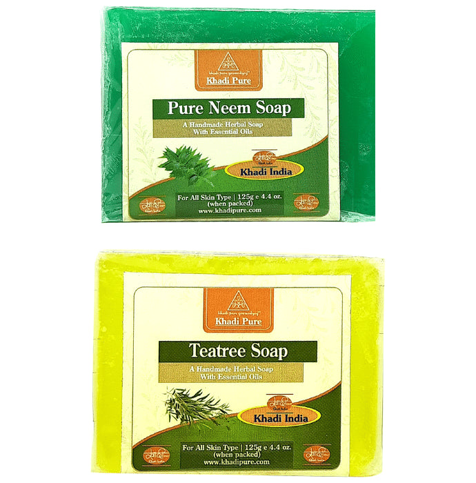 Khadi Pure Combo Pack of Pure Neem Soap & Teatree Soap (125gm Each) - Classic Derma