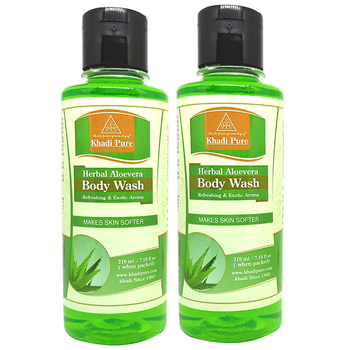 Khadi Pure Herbal Aloevera Body Wash (210ml Each) - Classic Derma