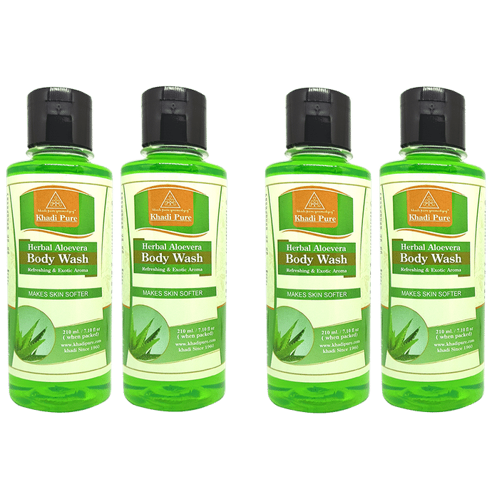Khadi Pure Herbal Aloevera Body Wash (210ml Each) - Classic Derma