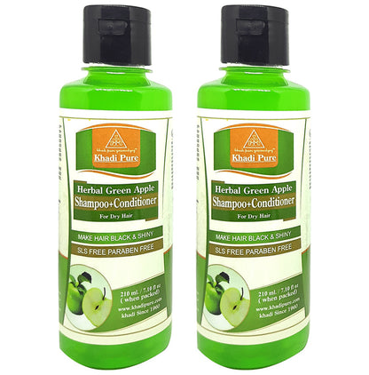 Khadi Pure Herbal Green Apple Shampoo + Conditioner (210ml Each) SLS & Paraben Free - Classic Derma