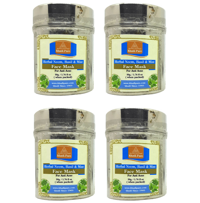 Khadi Pure Herbal Neem, Basil & Mint Face Mask (50gm Each) - Classic Derma