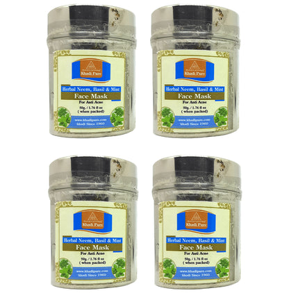 Khadi Pure Herbal Neem, Basil & Mint Face Mask (50gm Each) - Classic Derma