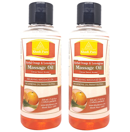 Khadi Pure Herbal Orange & Lemongrass Massage Oil (210ml) - Classic Derma