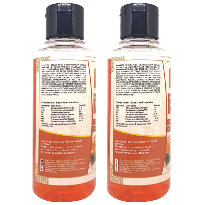 Khadi Pure Herbal Orange & Lemongrass Massage Oil (210ml)