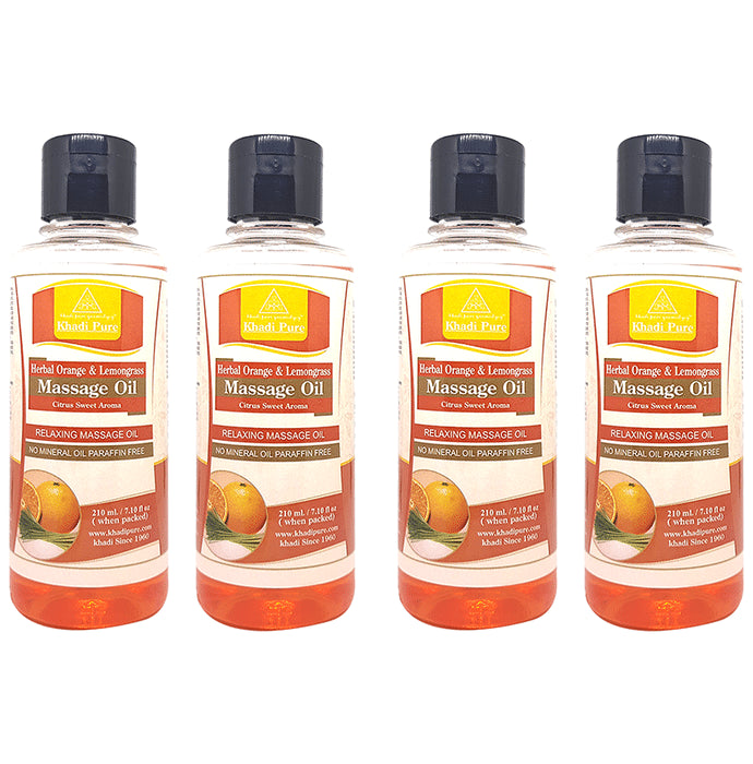 Khadi Pure Herbal Orange & Lemongrass Massage Oil (210ml) - Classic Derma