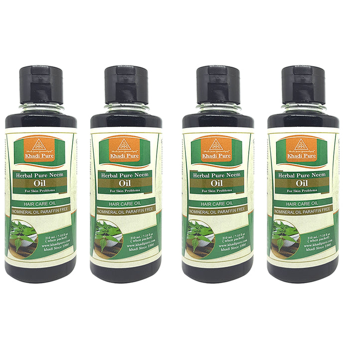 Khadi Pure Herbal Pure Neem Oil (210ml Each) No Mineral Oil Paraffin Free - Classic Derma