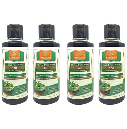 Khadi Pure Herbal Pure Neem Oil (210ml Each) No Mineral Oil Paraffin Free - Classic Derma