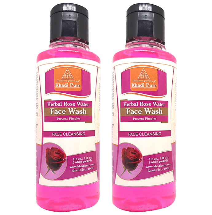 Khadi Pure Herbal Rose Water Face Wash (210ml Each) - Classic Derma