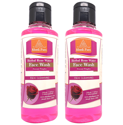 Khadi Pure Herbal Rose Water Face Wash (210ml Each) - Classic Derma