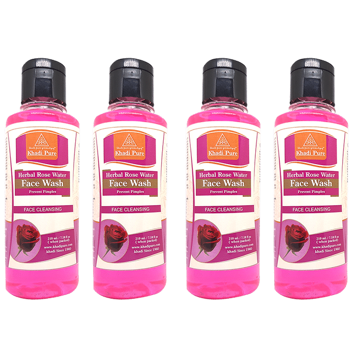 Khadi Pure Herbal Rose Water Face Wash (210ml Each) - Classic Derma