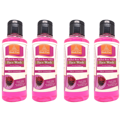 Khadi Pure Herbal Rose Water Face Wash (210ml Each) - Classic Derma