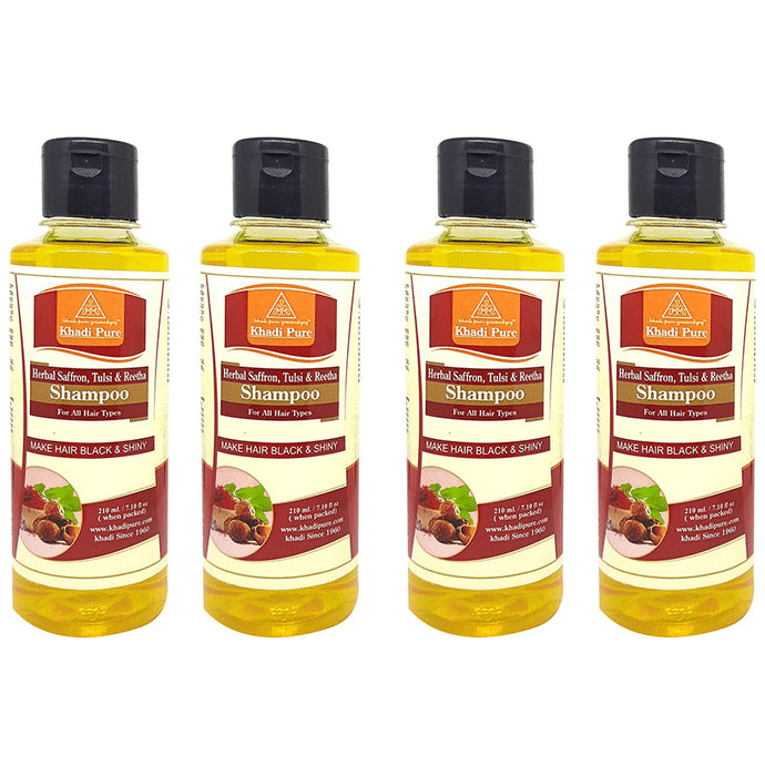 Khadi Pure Herbal Saffron, Tulsi & Reetha Shampoo (210ml Each) - Classic Derma