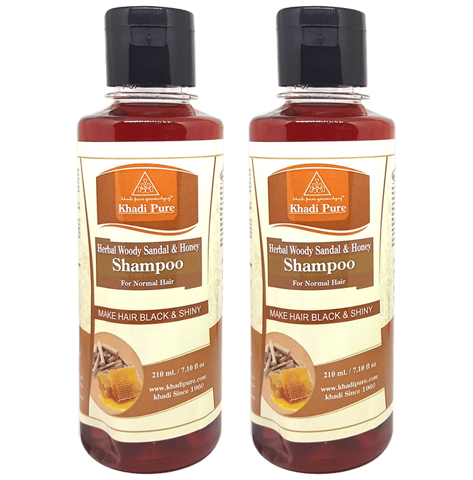 Khadi Pure Herbal Woody Sandal & Honey Shampoo (210ml Each) - Classic Derma
