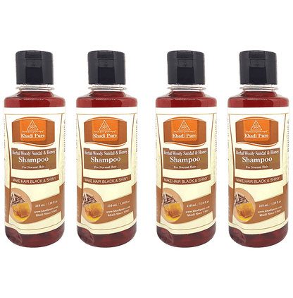 Khadi Pure Herbal Woody Sandal & Honey Shampoo (210ml Each) - Classic Derma