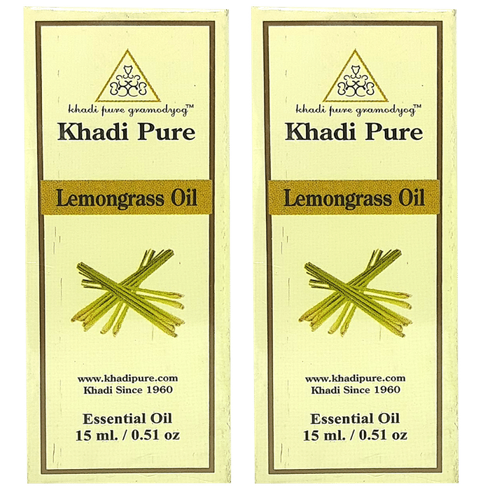 Khadi Pure Lemongrass Essential Oil (15ml Each) - Classic Derma