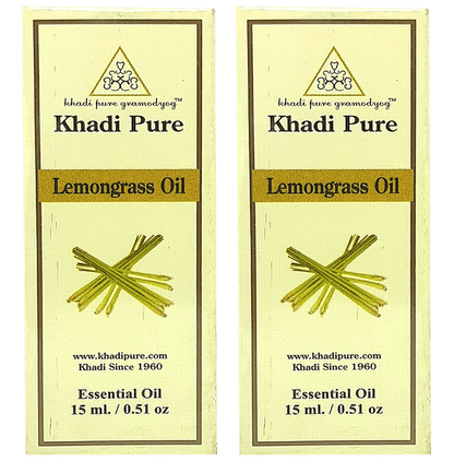 Khadi Pure Lemongrass Essential Oil (15ml Each) - Classic Derma