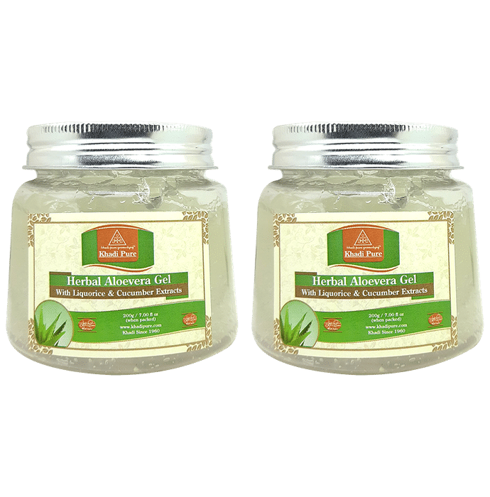Khadi Pure Transparent Herbal Aloevera Gel (200gm Each) - Classic Derma