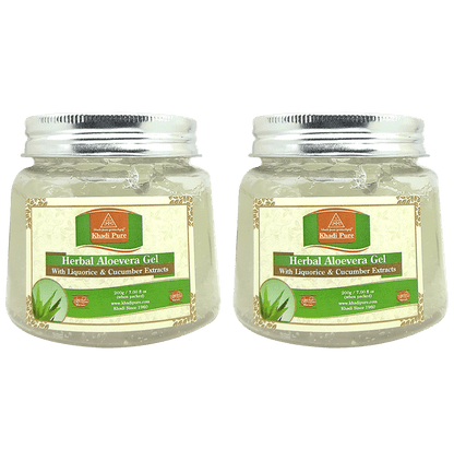 Khadi Pure Transparent Herbal Aloevera Gel (200gm Each) - Classic Derma